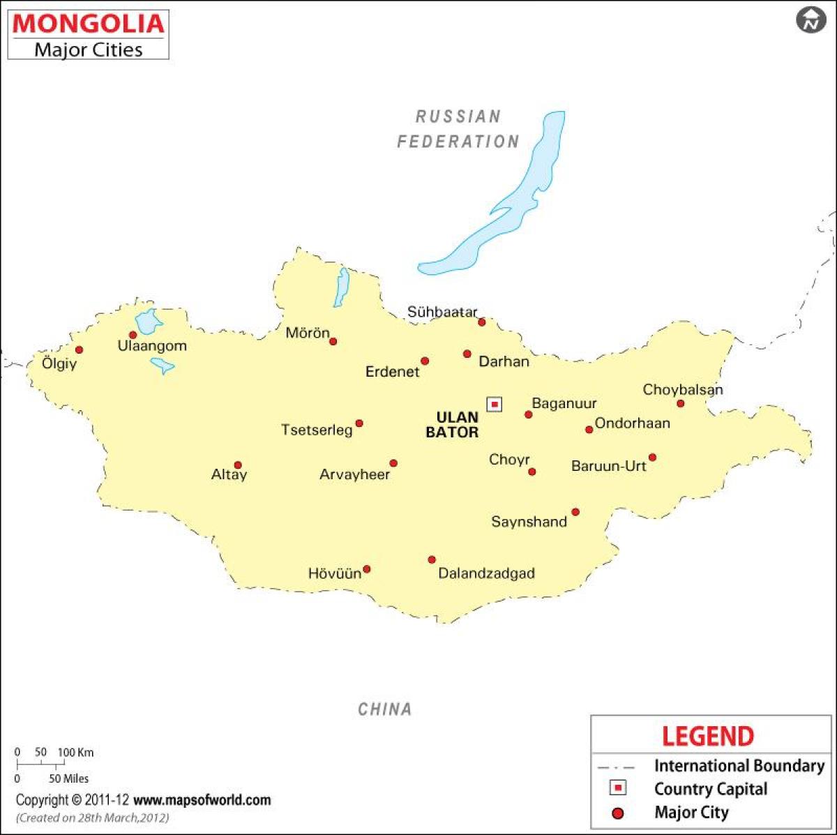 مغولستان نقشه شهرها
