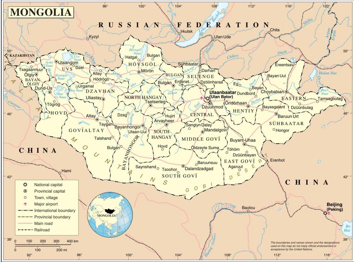 مغولستان کشور, نقشه