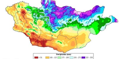 نقشه تراکم جمعیت مغولستان