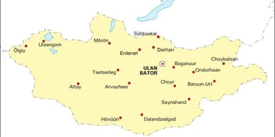 مغولستان نقشه شهرها