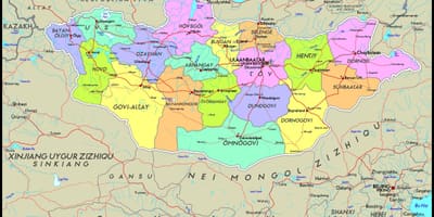 نقشه فیزیکی از مغولستان
